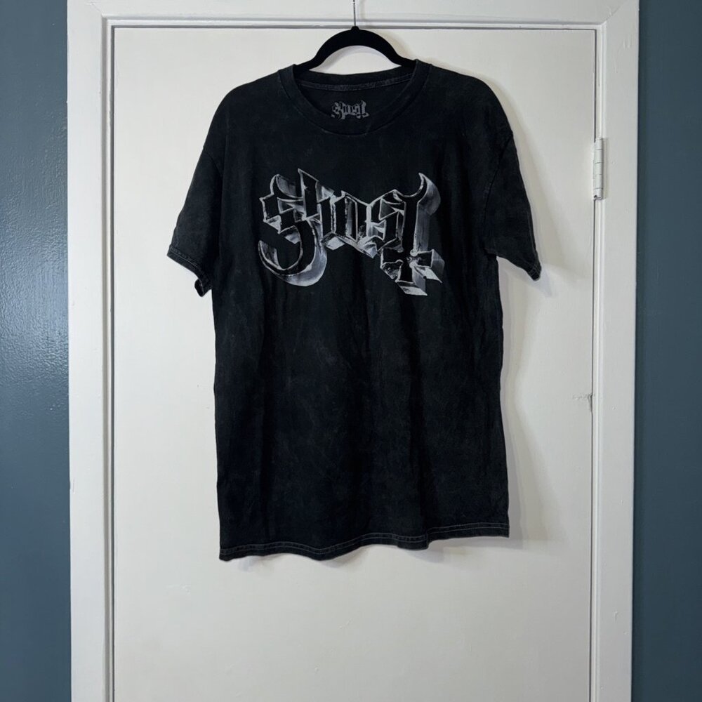 Ghost Metal Logo & Grucifix' (Black) T-Shirt - Eye Drop Select NEW